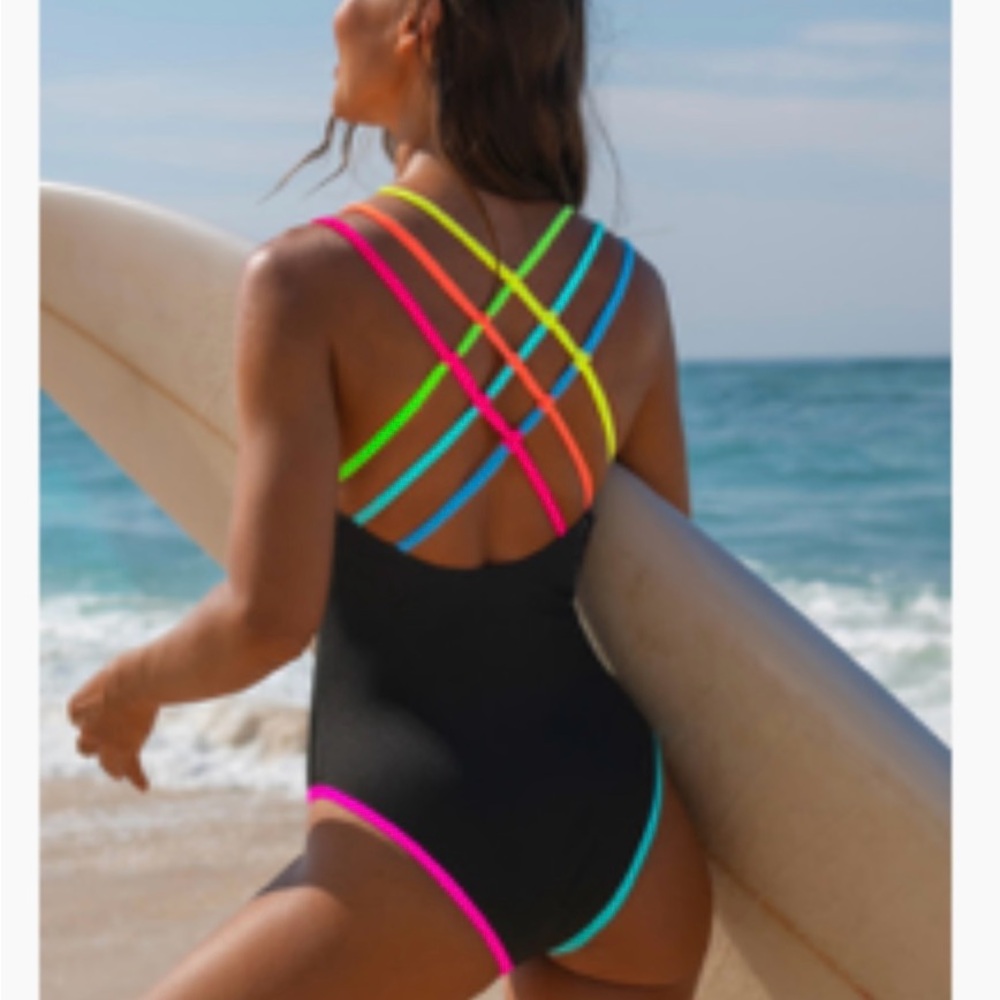 Popvil Colorful Strappy Women's One Piece Swimsuit